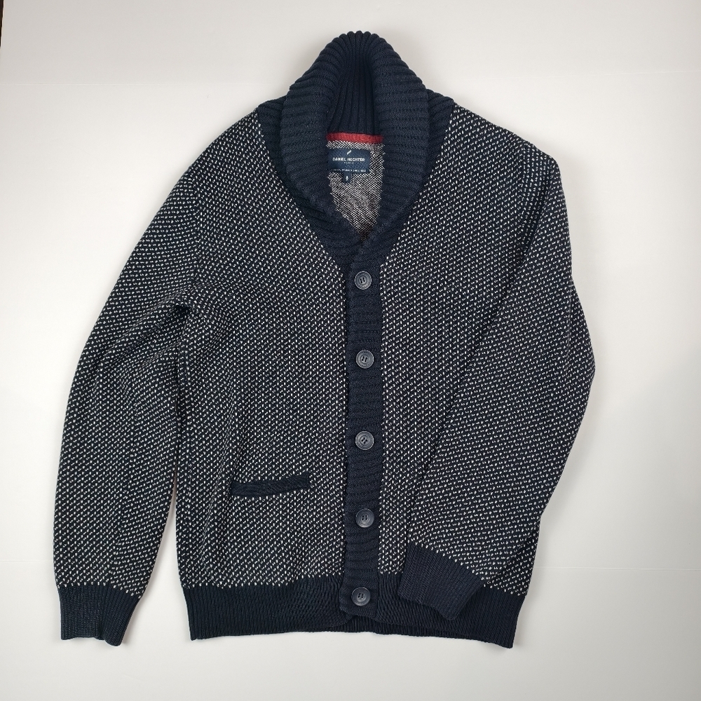 Daniel Hechter Shawl Collar Cardigan | Classic Knit | Navy White | Smart Casual